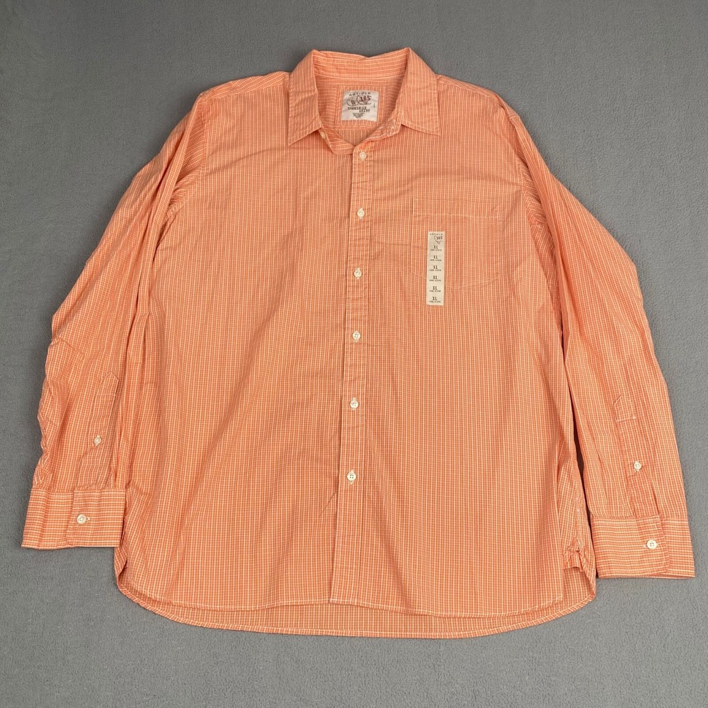 ARTICLE 365 Button Up Shirt‎ Men's Size XL Plaid Orange Lightweight Long Sleeve - Picture 15 of 16